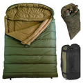 Double Camping Sleeping Bag with Carry Sack – Olive Green