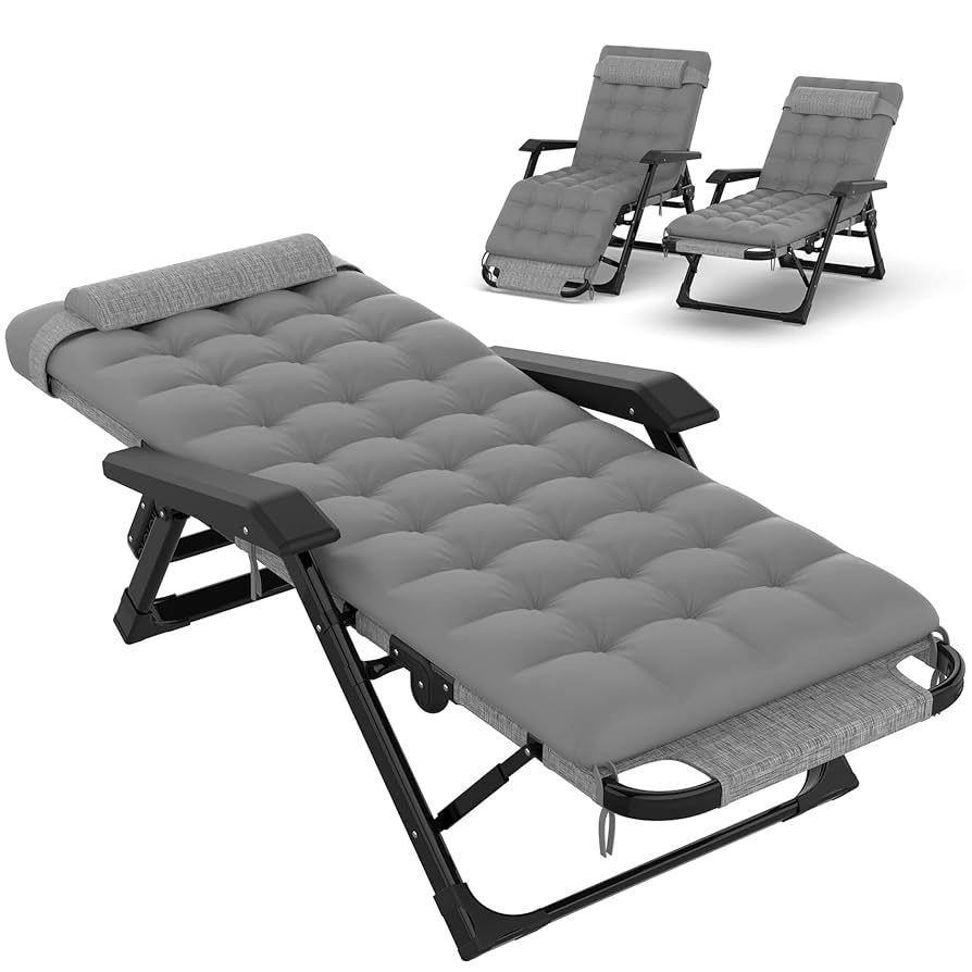 Padded Adjustable Reclining Lounge Chair – Gray
