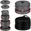 Portable Camping Cookware Set with Kettle & Carry Bag – Gray