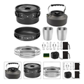 2-Person Camping Cookware & Tableware Set with Kettle – Black