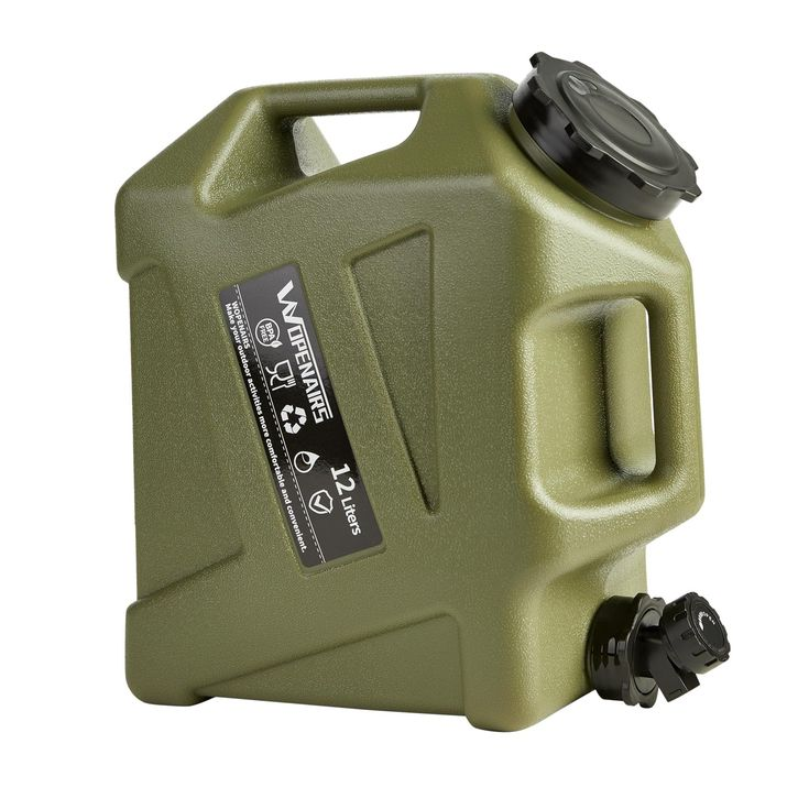 12L Portable Camping Water Container with Spigot – Olive Green